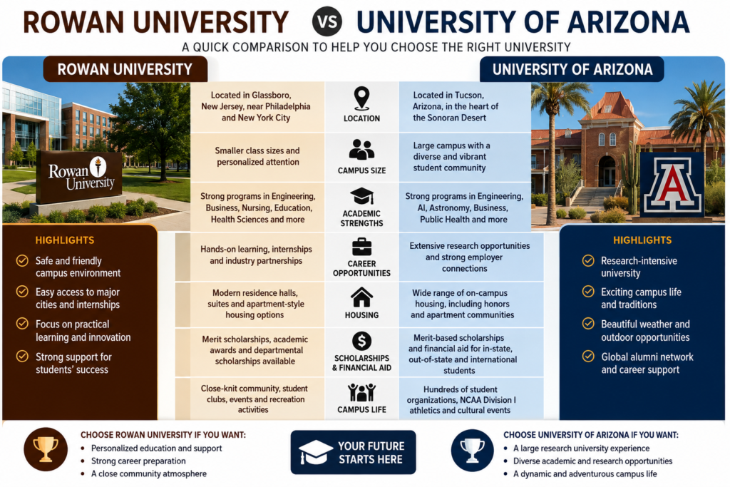 How to Choose Between Rowan University and the University of Arizona